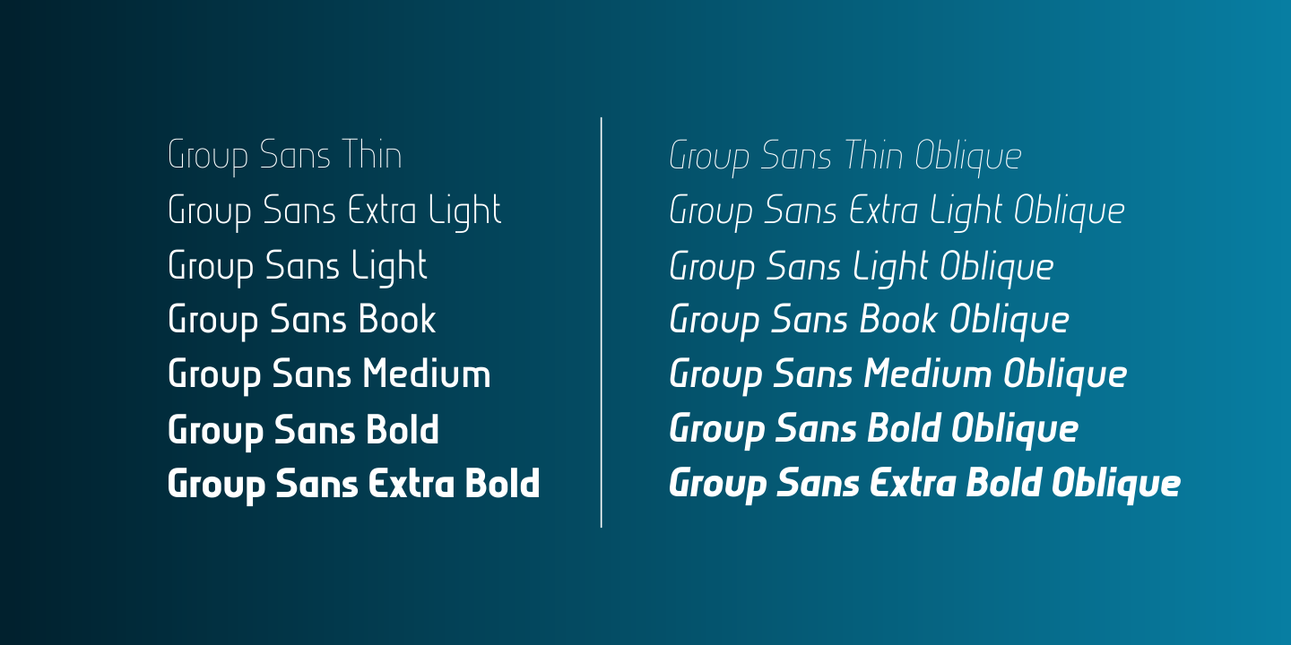 Group Sans Typeface - single font styles