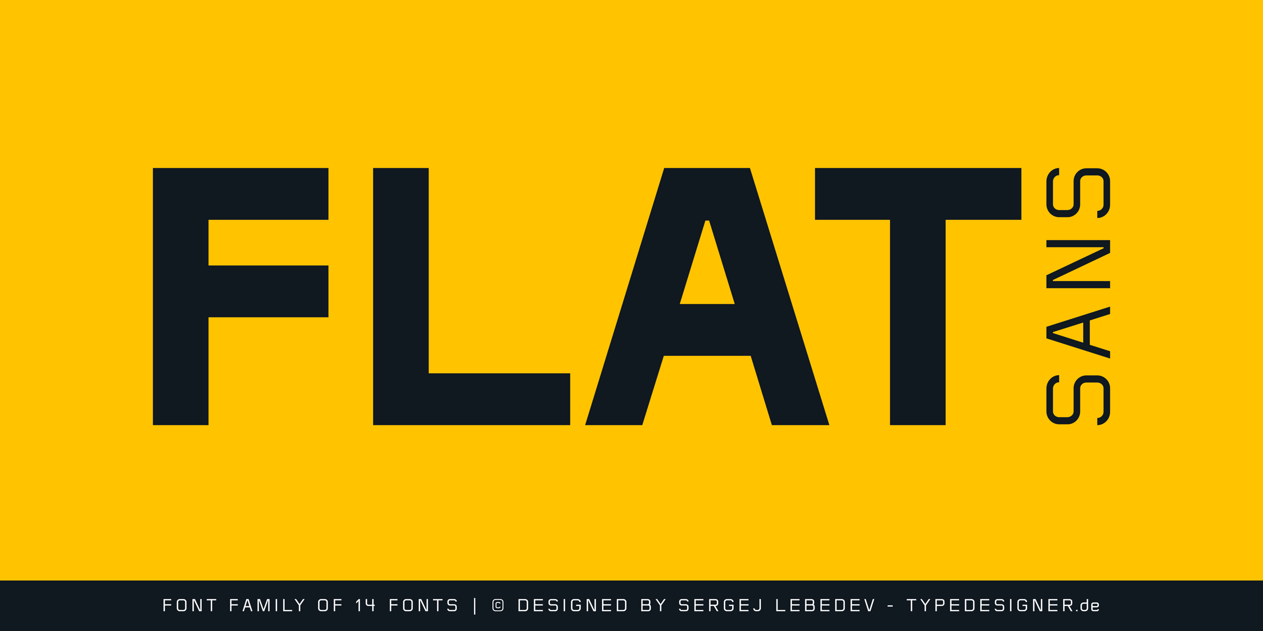 Flat Sans font family of 14 fonts. Type Design by Sergej Lebedev.