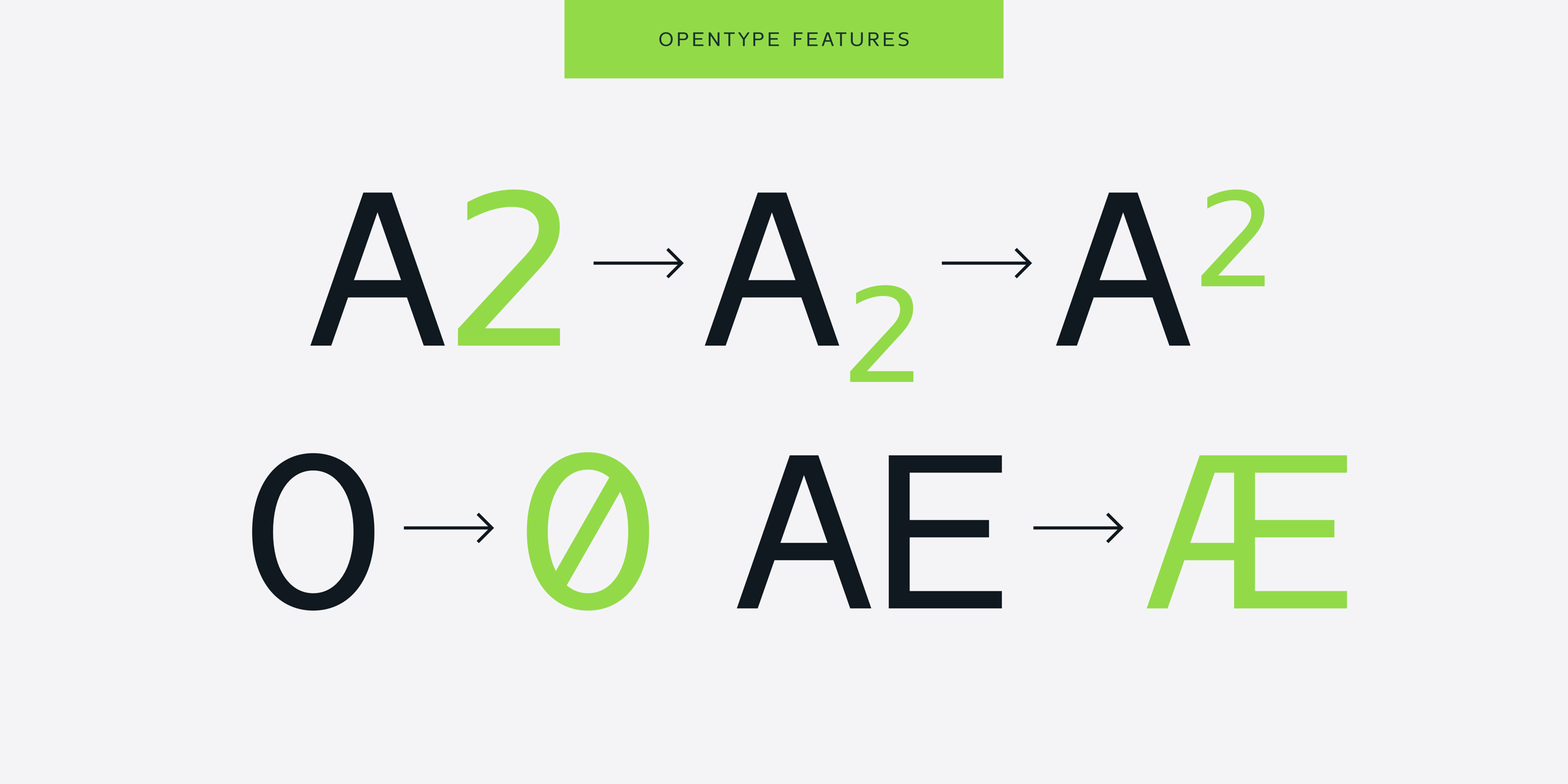 OpenType features and stylistic alternatives.