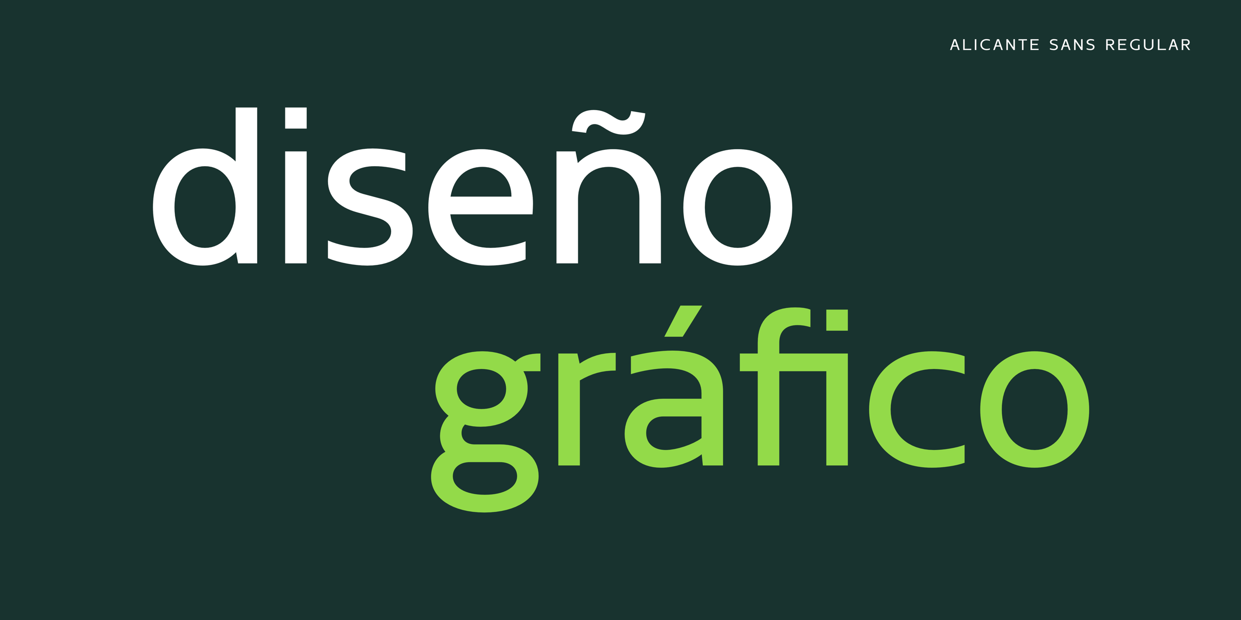 Alicante Sans - Typography with ligatures.