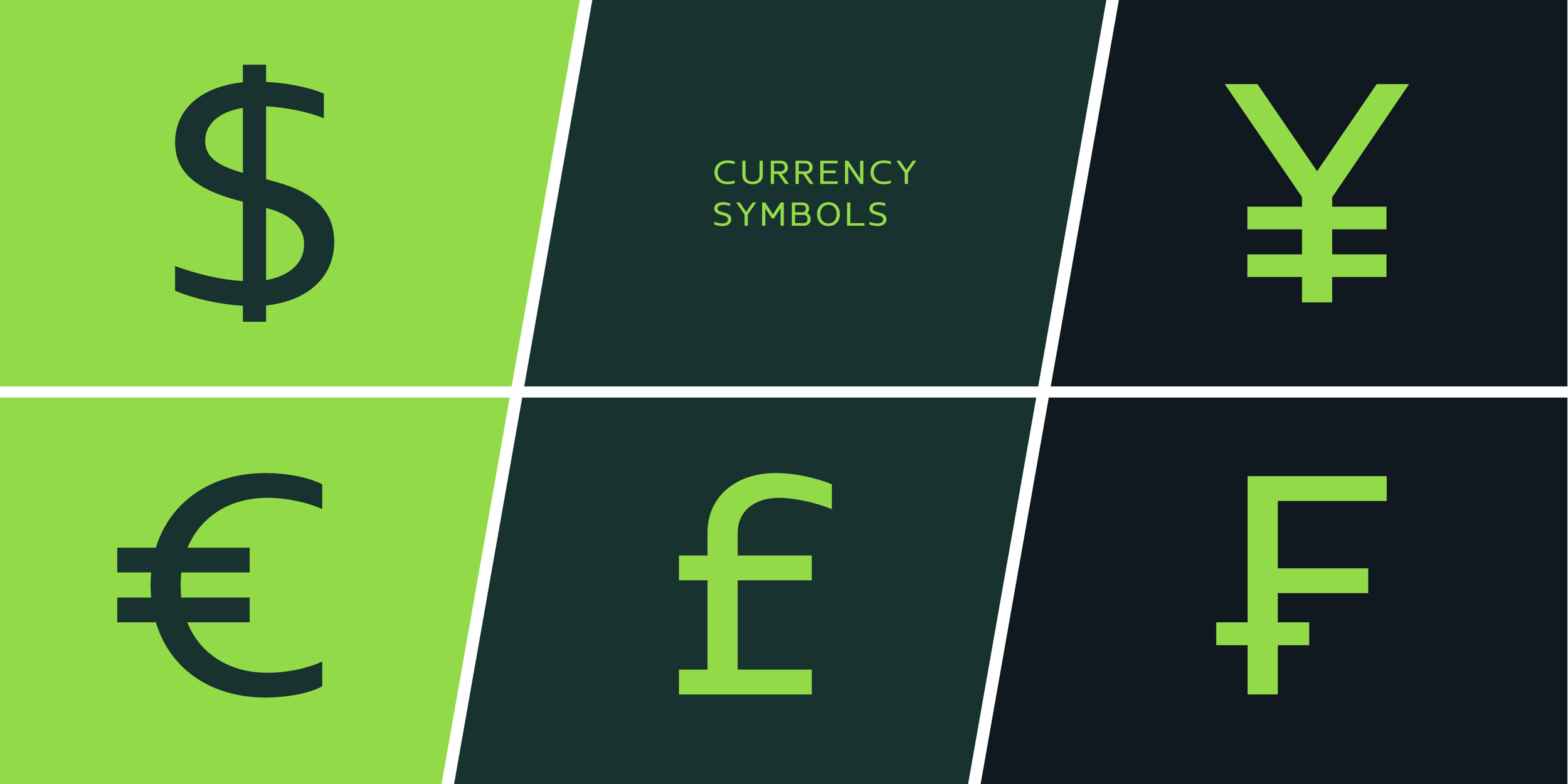 Typeface - currency symbols.