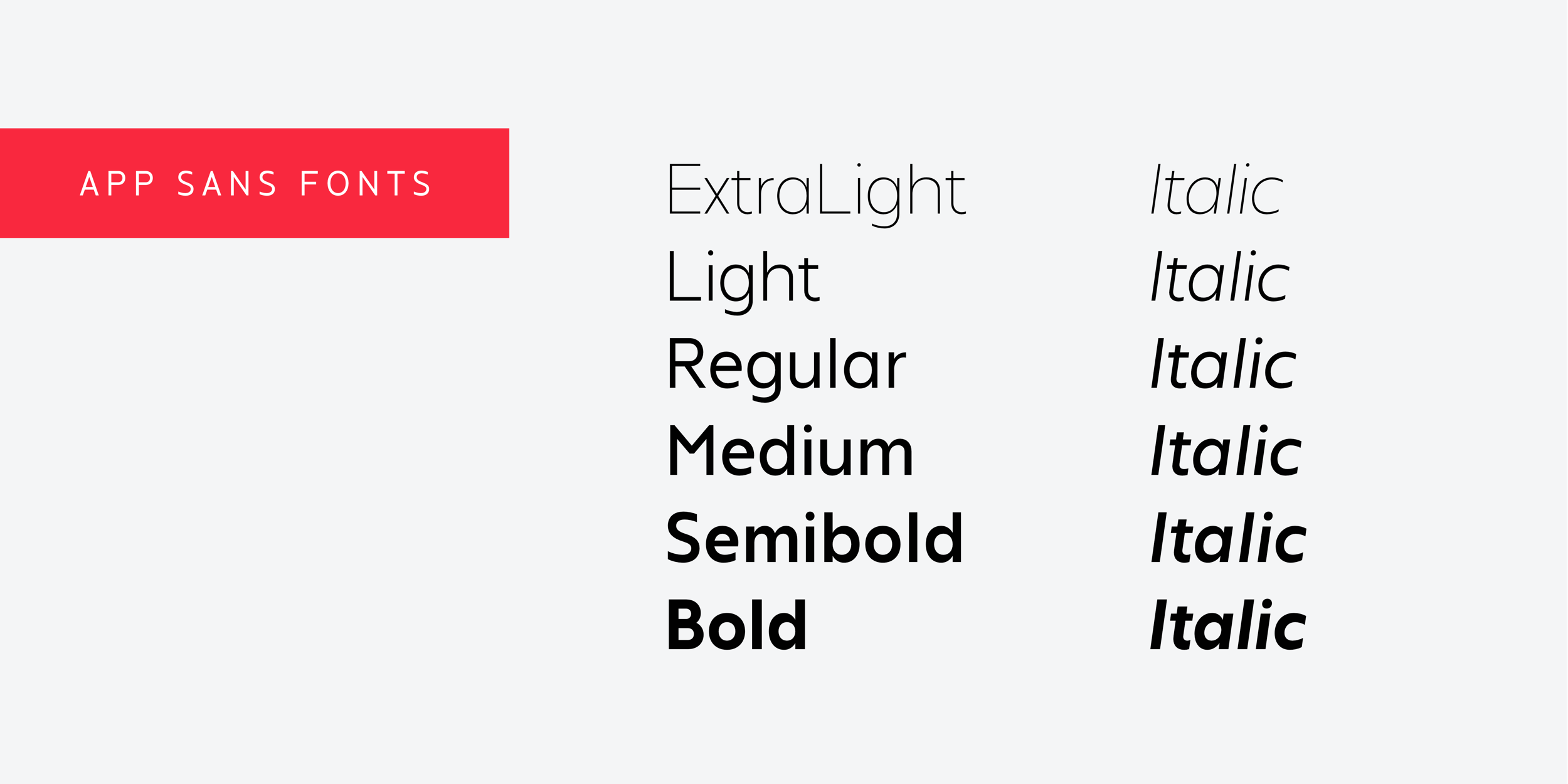 App Sans fonts and italic fonts