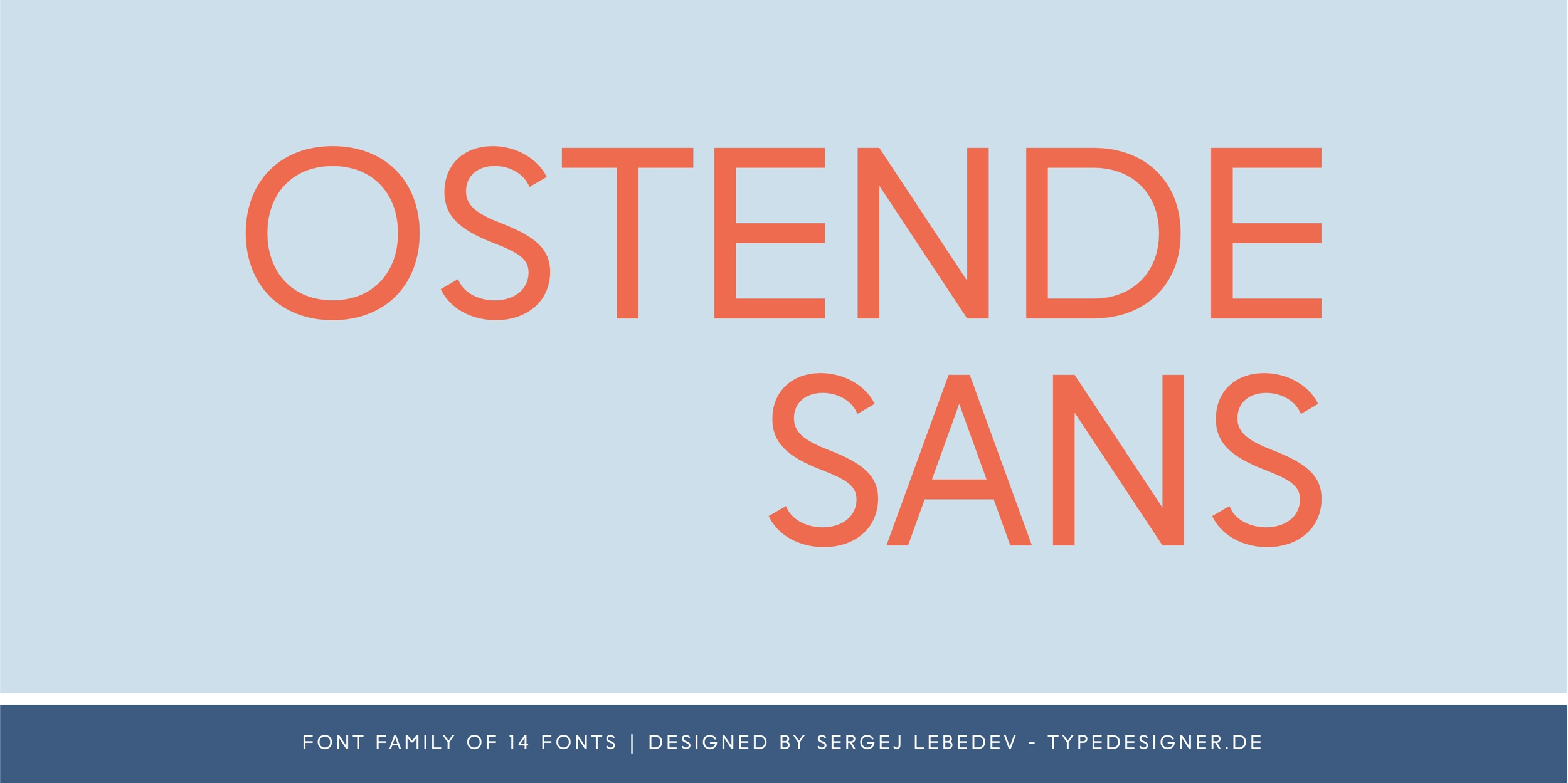 Ostende Sans font family is a modern typeface with clear and concise letter forms.