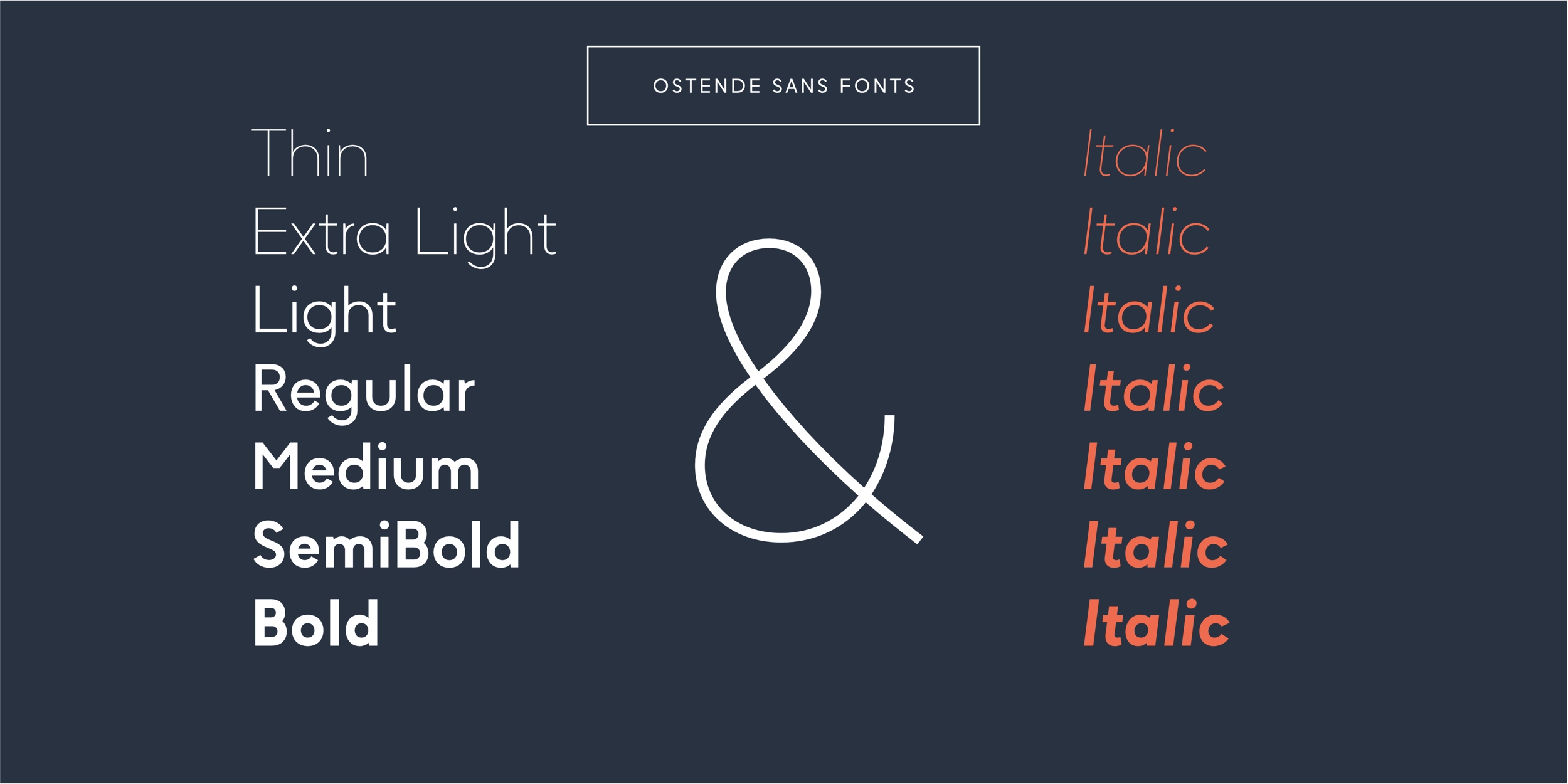 Each Ostende Sans typeface contains an international character set of 500 glyphs.