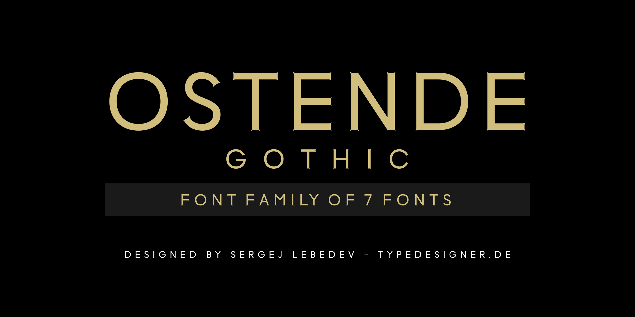 The font family "Ostende Gothic" is a modern, constructed typeface that is particularly well suited for printed materials, graphic design, communication design and product design. The fonts are equipped with small, discreet serifs, have an exclusive design style and many OpenType features.