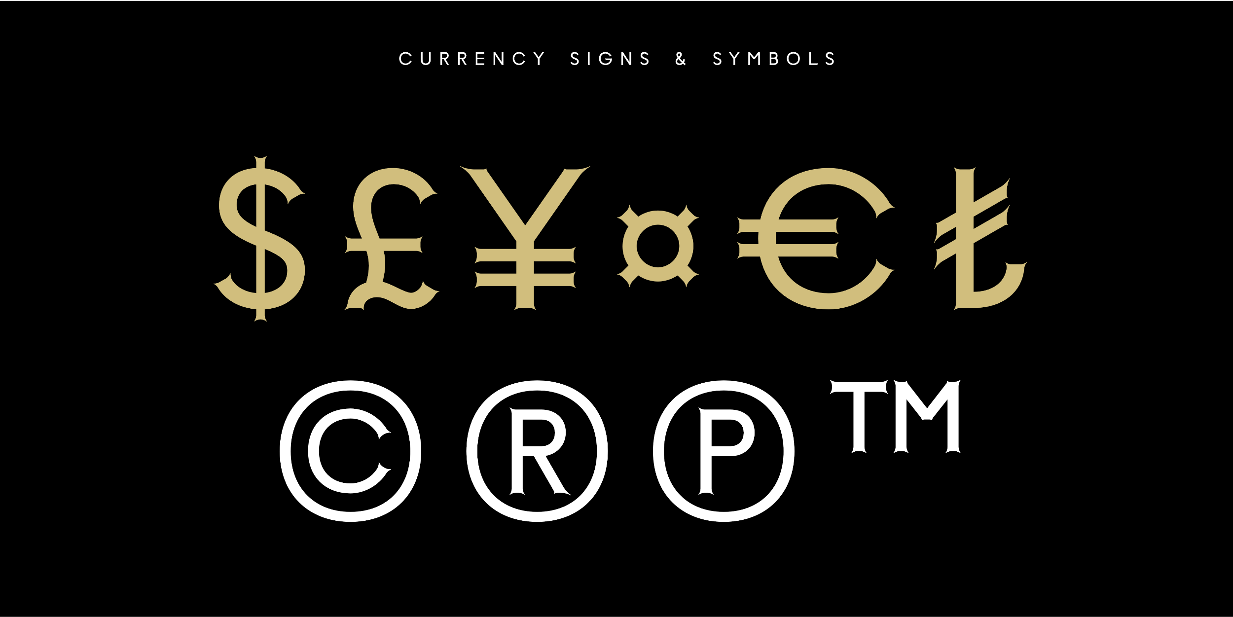 Ostende Gothic Typeface - Currency Signs & Symbols