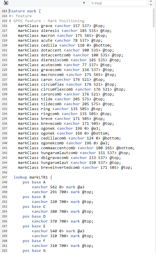 OpenType features