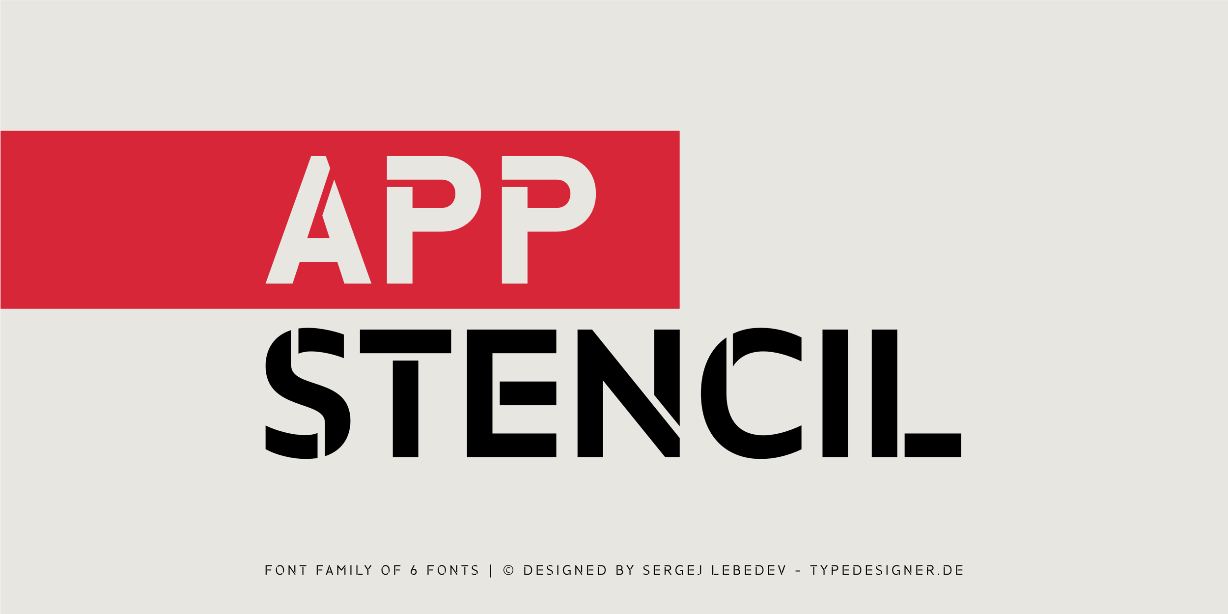 App Stencil is a versatile font family comprising six styles and a variable version.